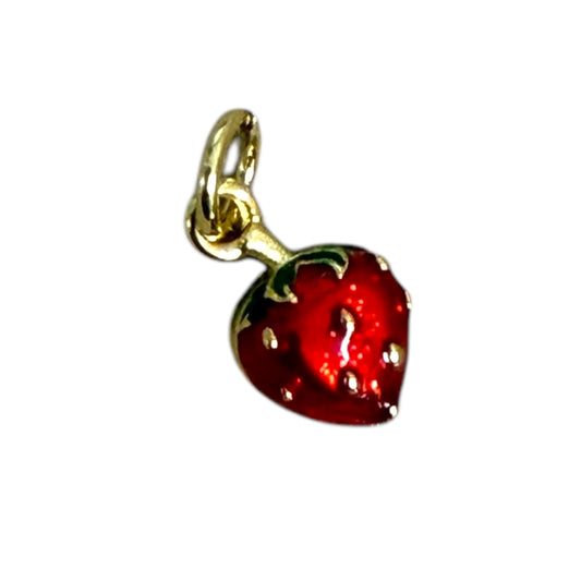 7mm Enamel Strawberry 18k Gold Plated (29198)