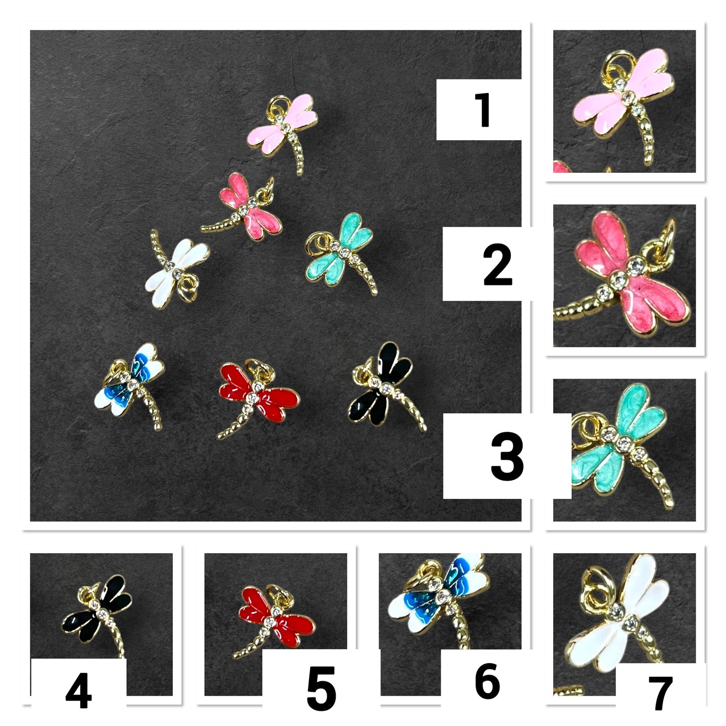 15mm Enamel/Zirc Dragonfly (29768)