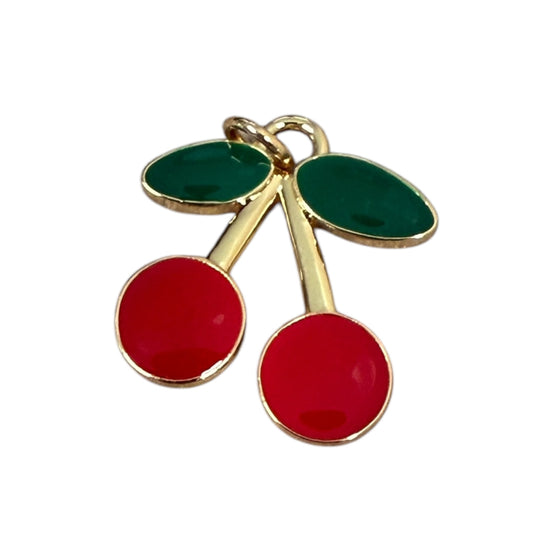 20mm Enamel Cherries 18k Gold Plated (29173)