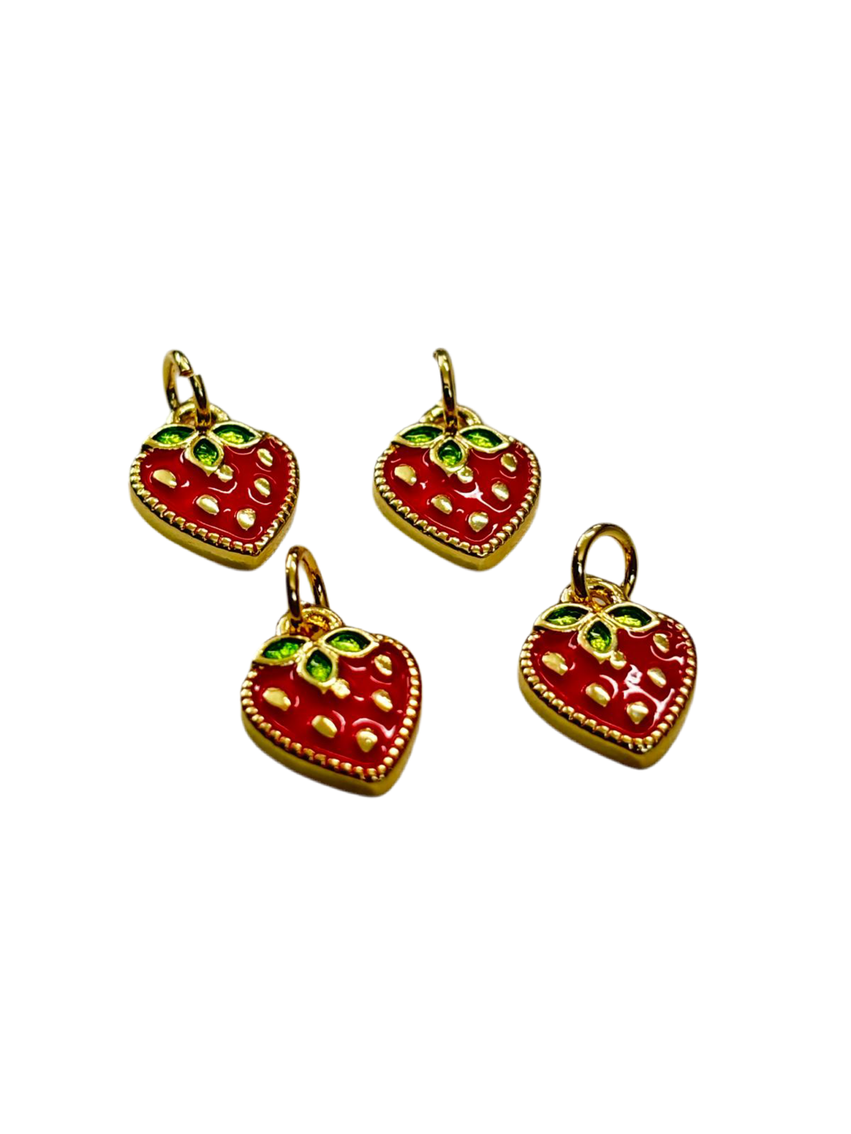 12mm Enamel Strawberry 18k Gold Plated (29192)
