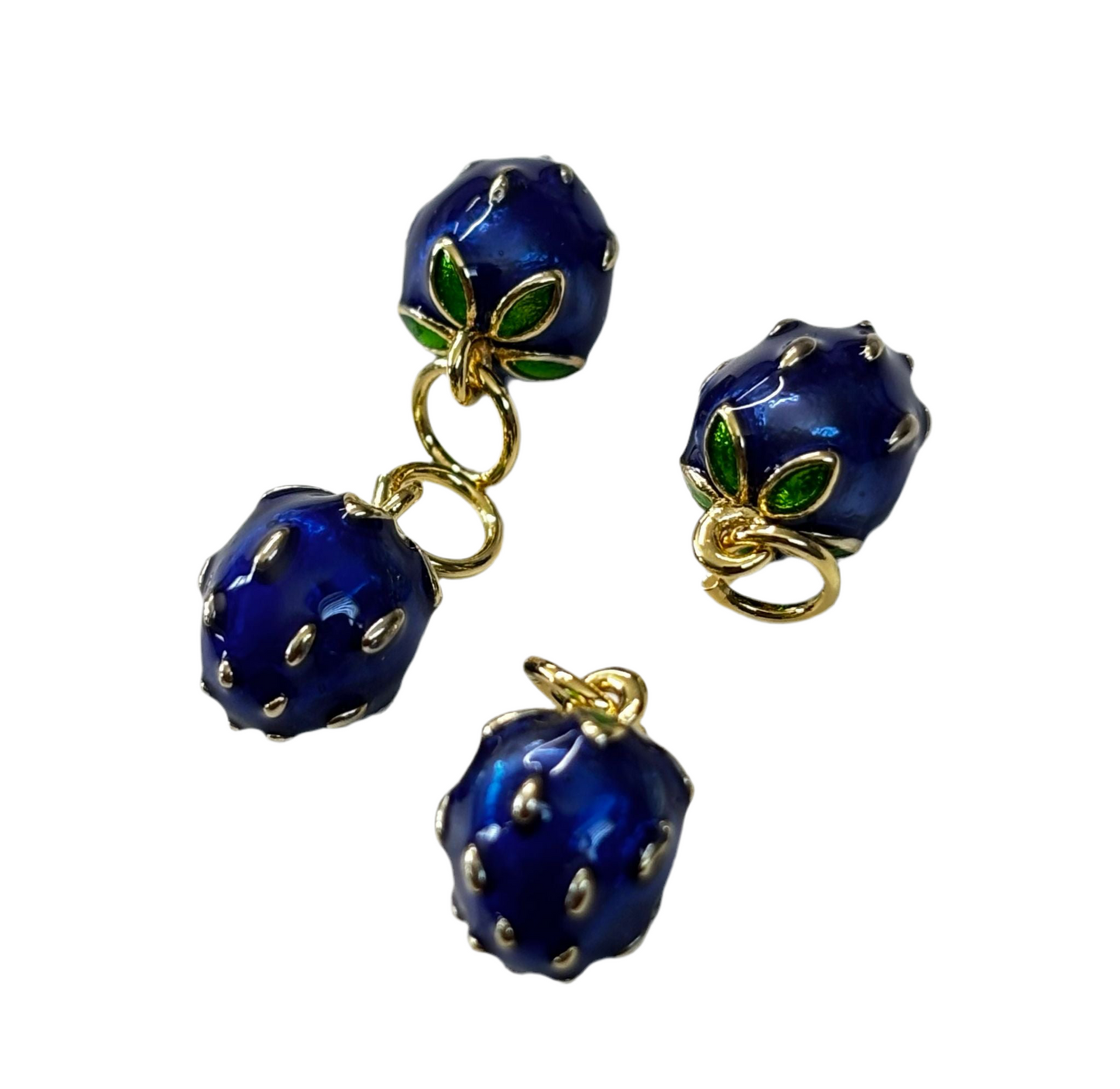 11mm Enamel Blueberry 18k Gold Plated (29209)