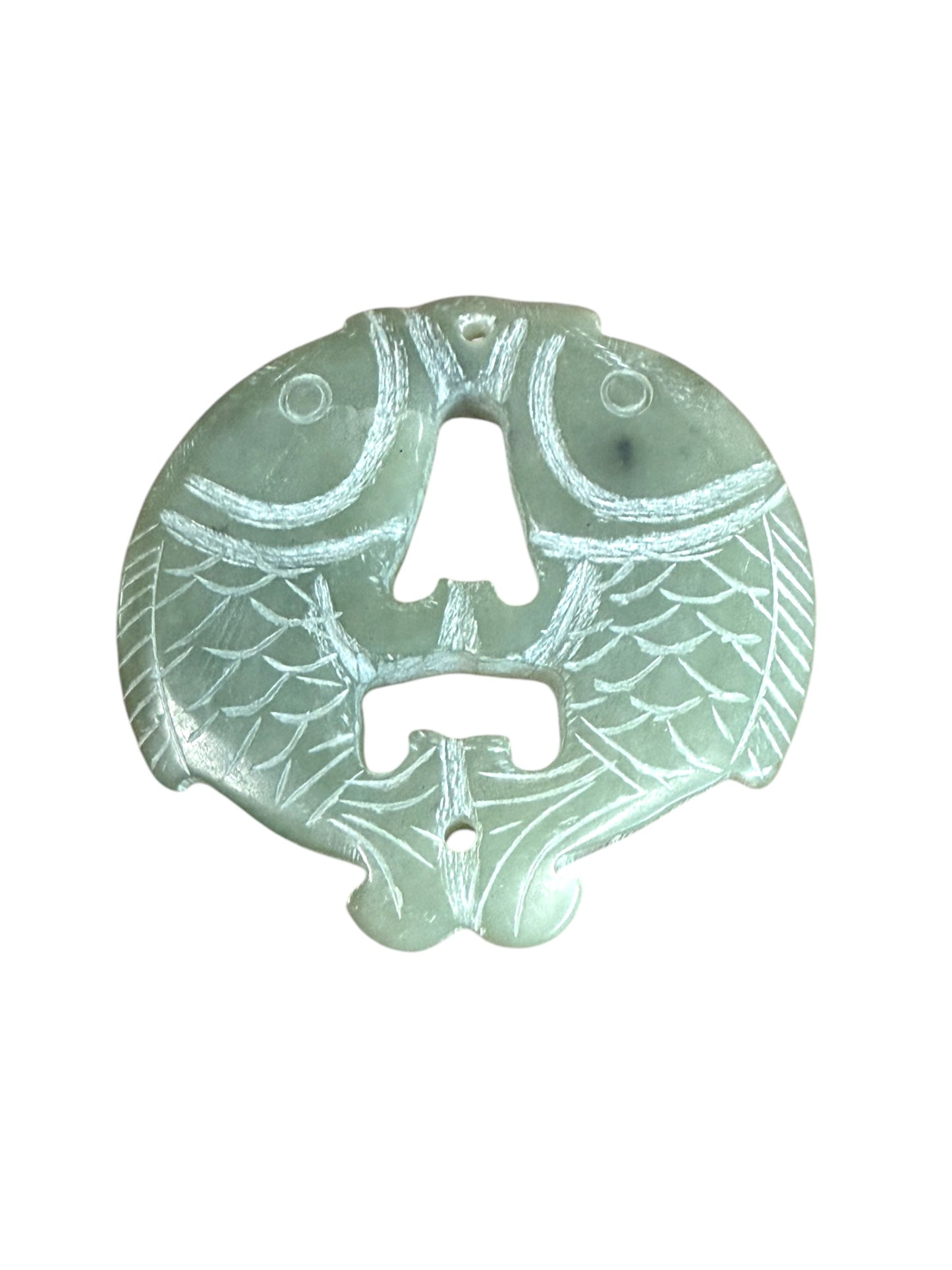 55mm Double Carved Fish Jade Connector