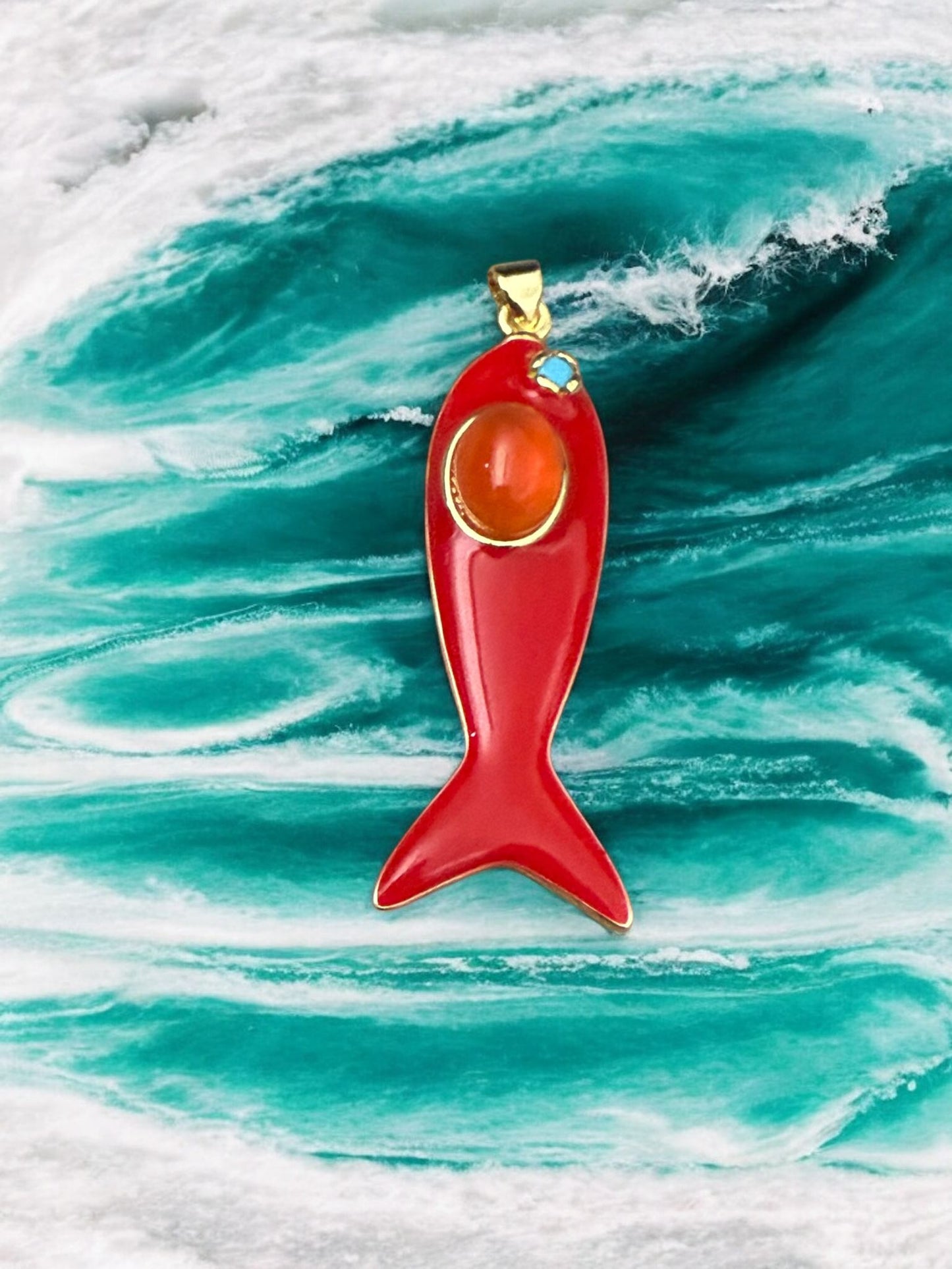 41.5mm Enamel Fish W/Gemstone (29772)