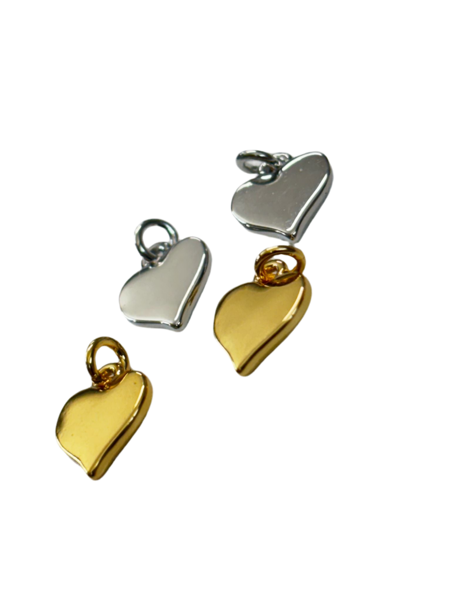 9mm Flat Heart Silver/Gola Plated (29202)