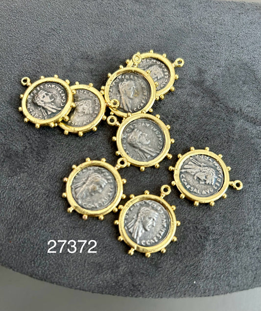 28mm Dual Tone Coin Pendant #27372