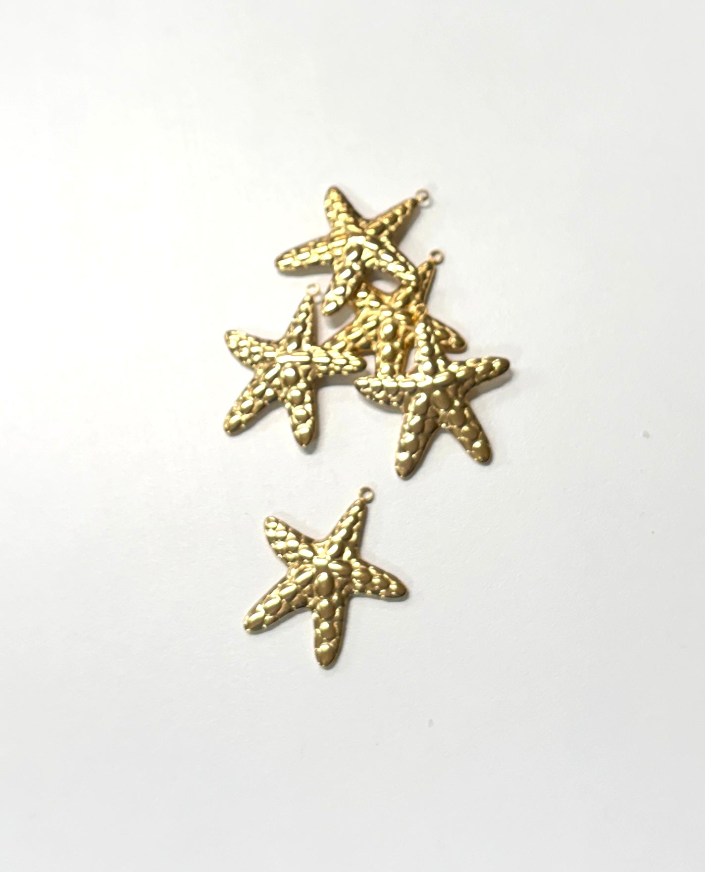 35mm Starfish Hammered Stainless Steel (pc)