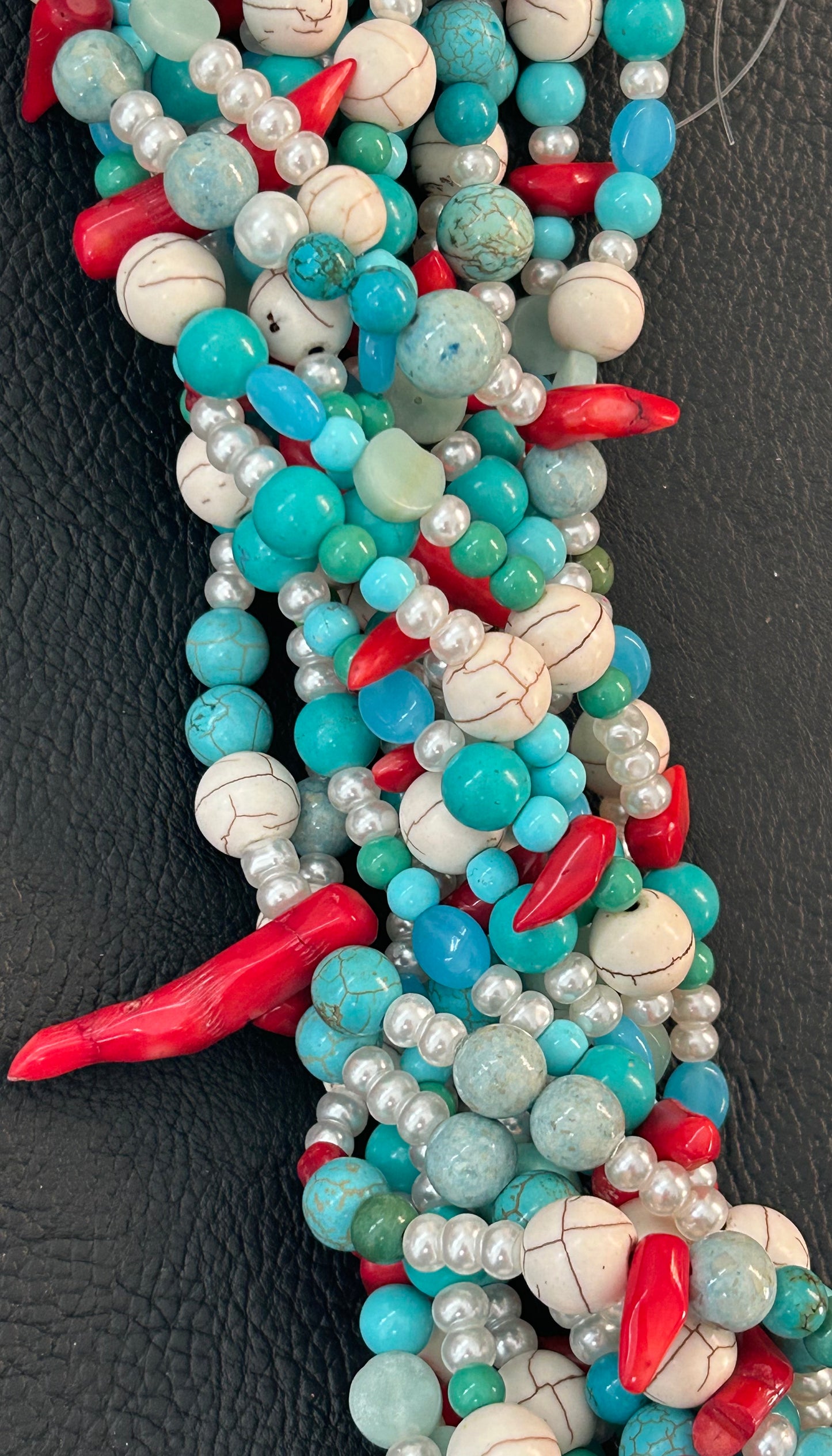 Coral-pearl-turq strand #27263