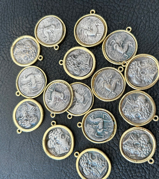 27mm Dual Tone Coin Pendant #27373