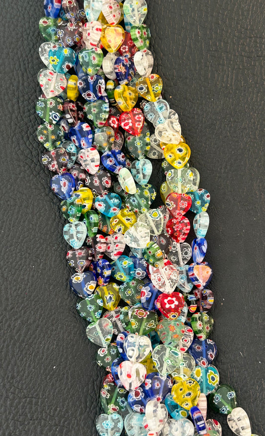 12x12mm millifiori heart strand