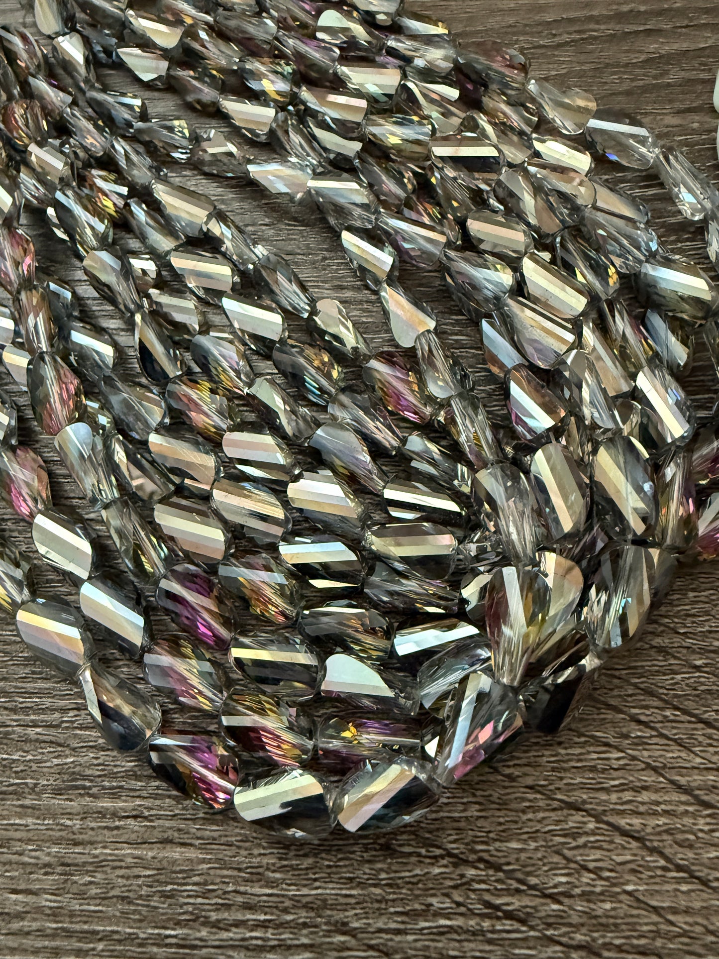 14x8mm twisted faceted cristal vitrail rose