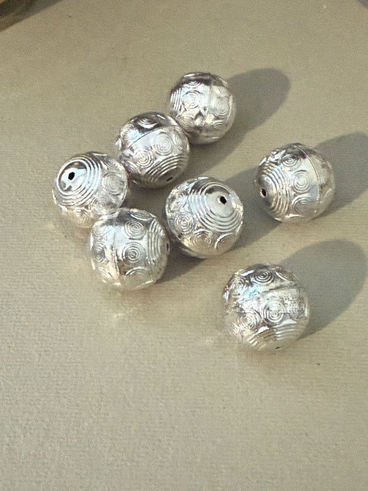 23mm Tibetan Round Bead Silver (30157)