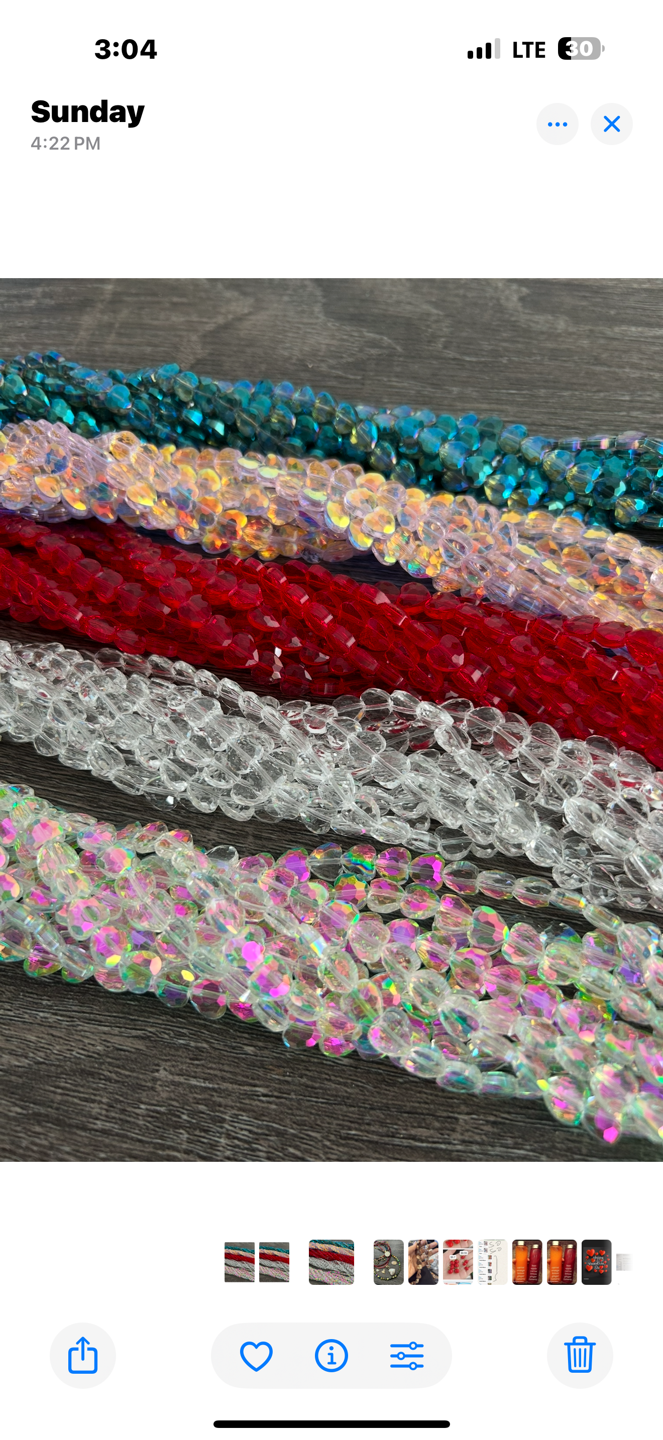 8mm heart strand 5 different colors