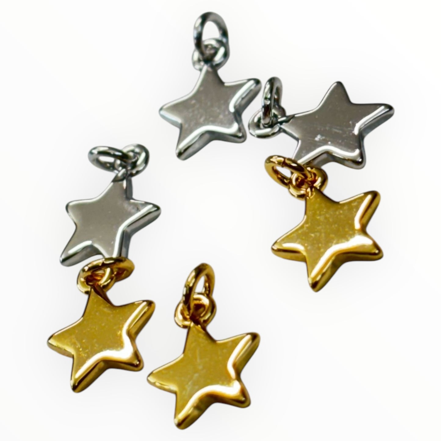 8mm Flat Star Charm Silver/Gold Plated (29175)