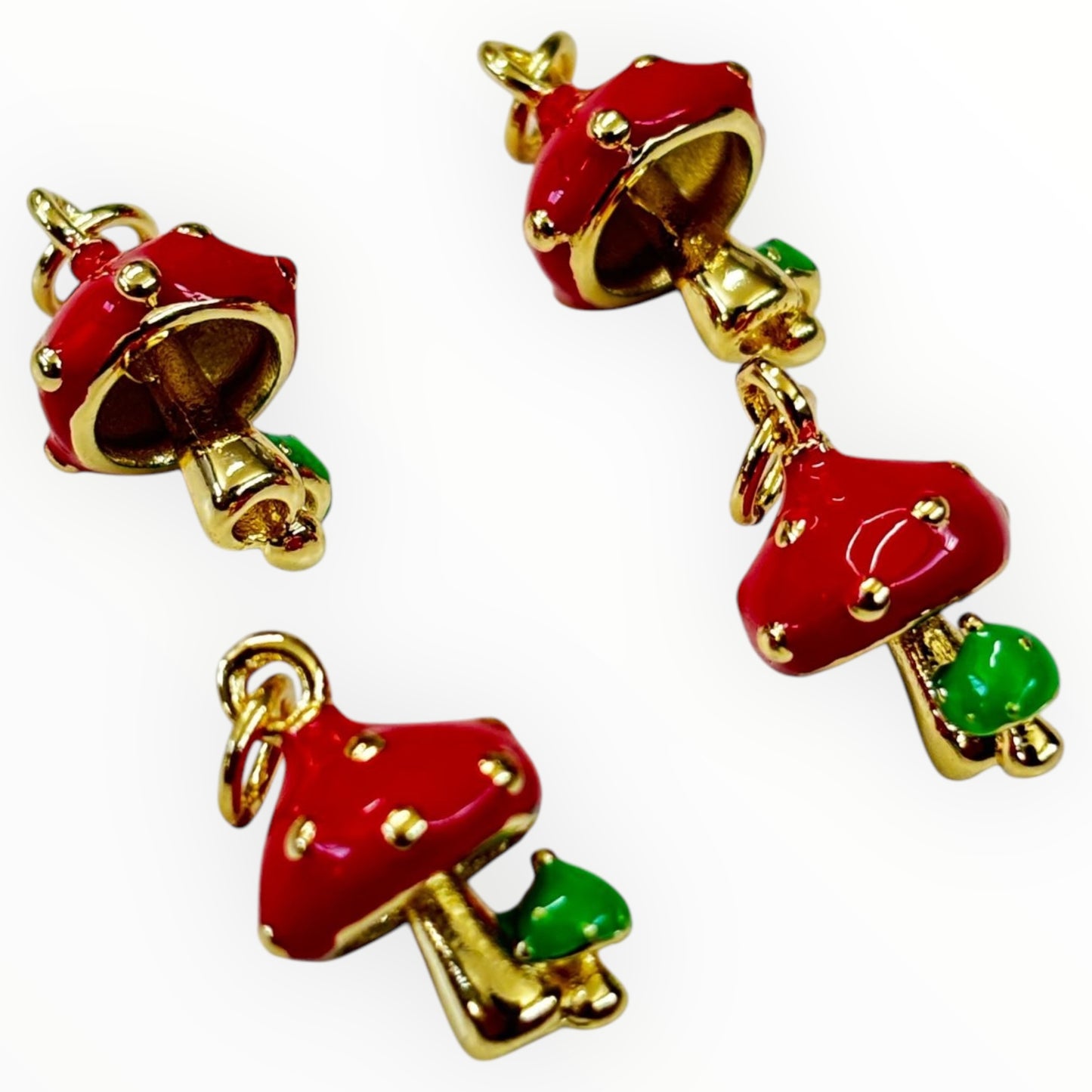 16mm Enamel Mushrooms 18k Gold Plated (29191)