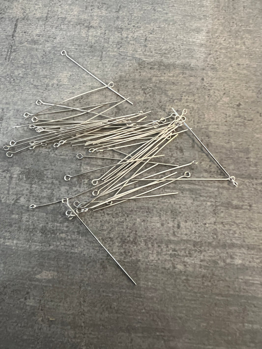 2 Inches Eyepin Silver Plated Qty 50 -26914