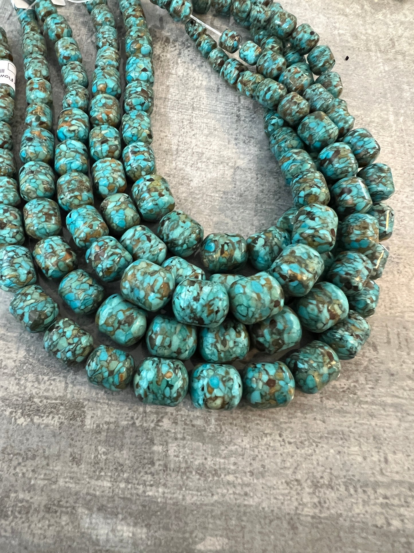 15mm Cilinder Flower Turquoise -26908