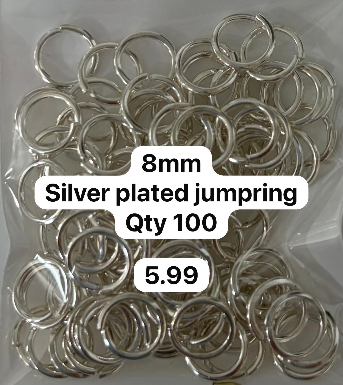 8mm Silver Plated Jumpring (Qty. 100)