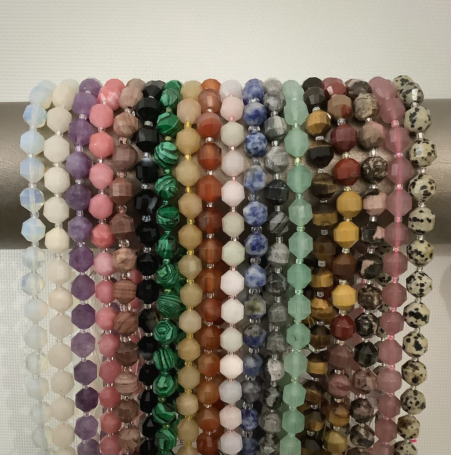 10mm Tubular Faceted Gemstone Stran qty1- 22454
