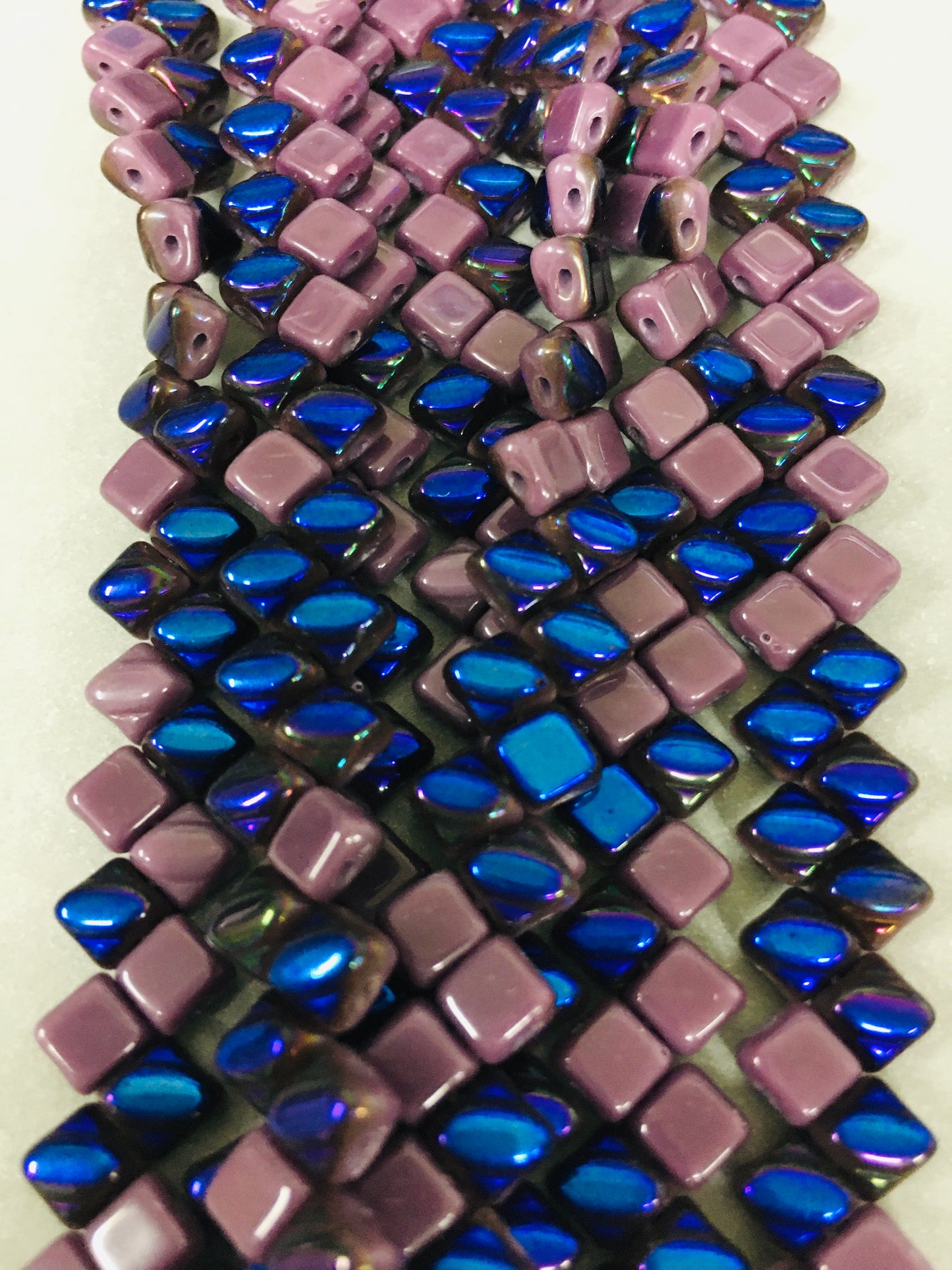 5mm Purple 2 Tones Sideways 4 Hole Czech Strand / Diamante Cuadrado