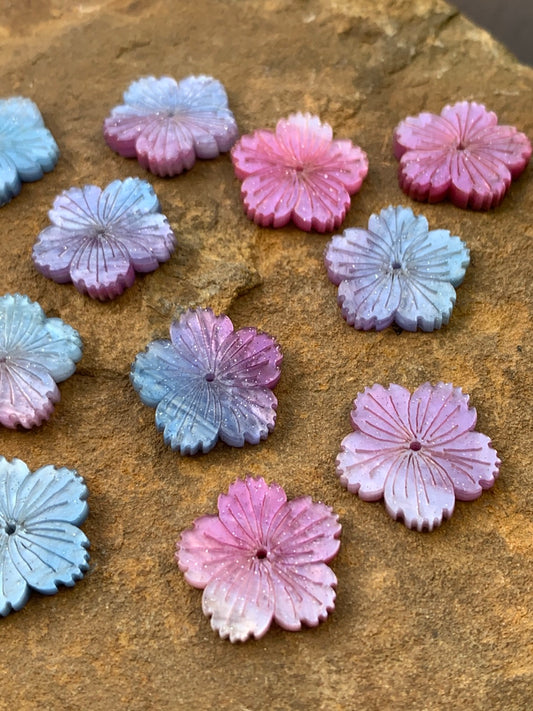 19mm Resin flower button 2 tones 21057