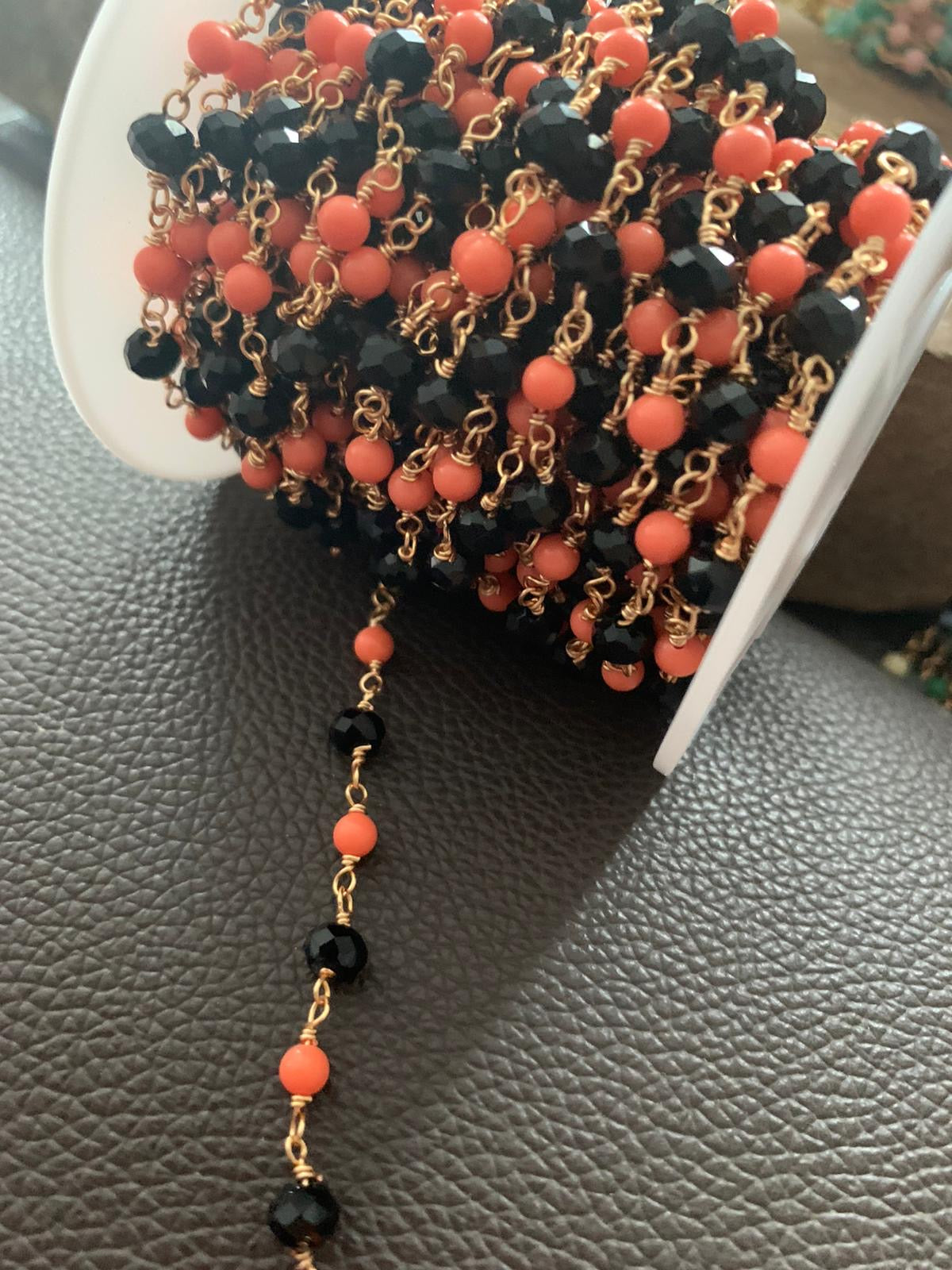Orange and Black Wrapped Chain per feet / por pies 21179