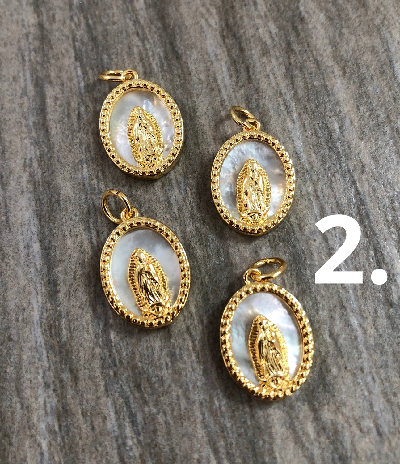 16mm Mother Of Pearl Virgen Mary/Guadalupe qty1