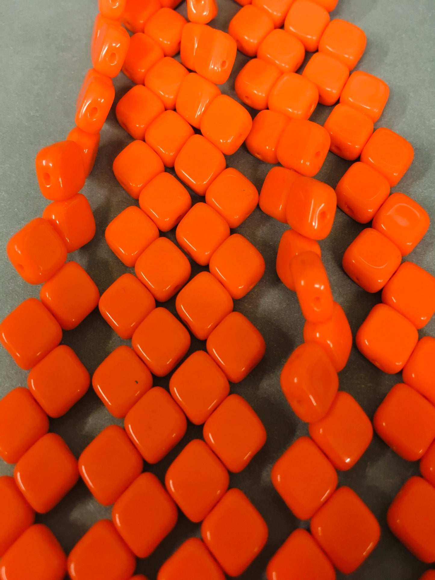 10mm Orange Sideways 4 Hole Czech Strand / Diamante Cuadrado
