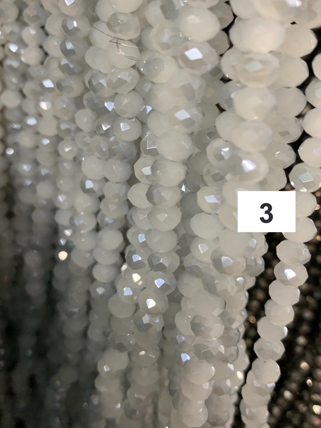 6x4mm Gray tones Rondelle Faceted Crystal Strand / Cristales Gris