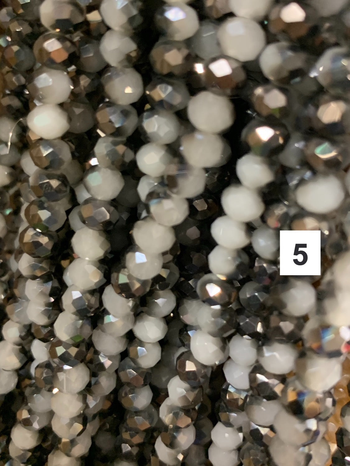 6x4mm Gray tones Rondelle Faceted Crystal Strand / Cristales Gris