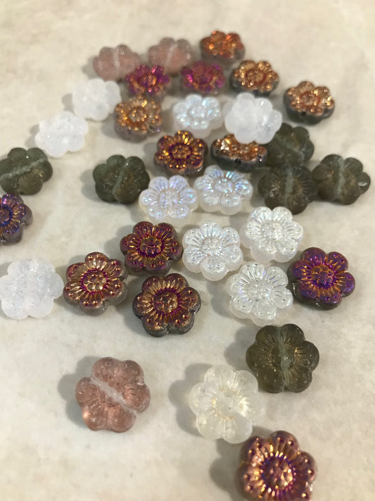 13mm Czech Flower Qty1-  24061