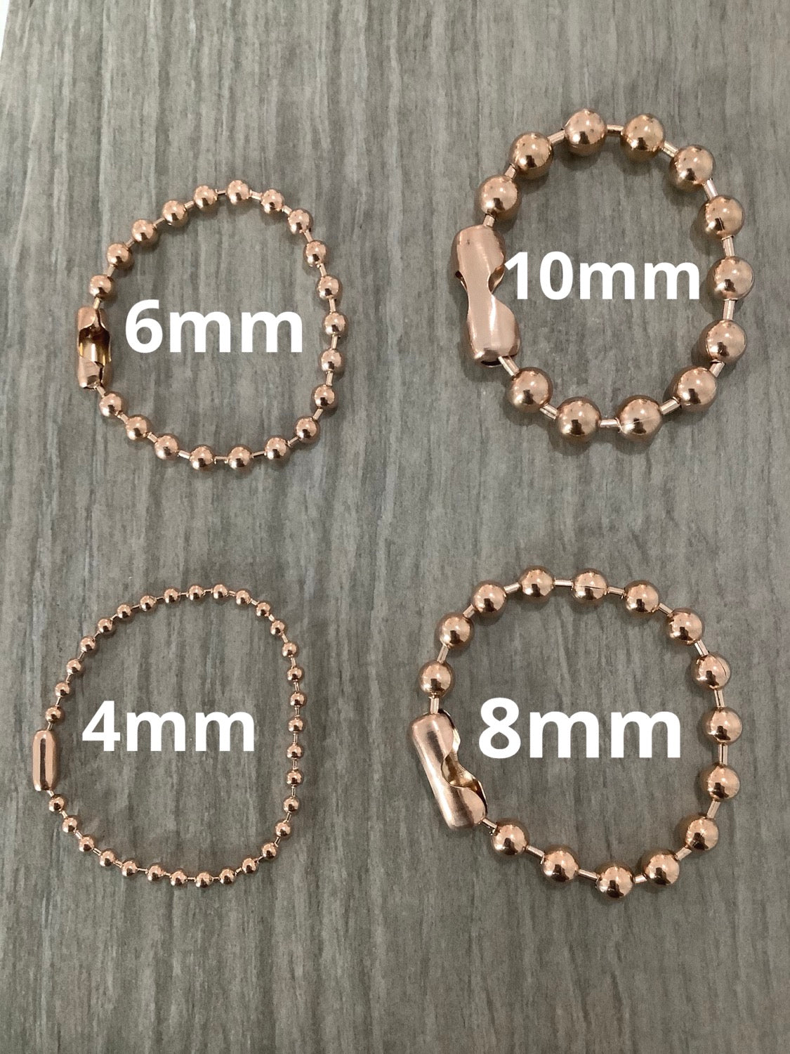7" pulsera Rose Gold Ball Chain Bracelet qty1