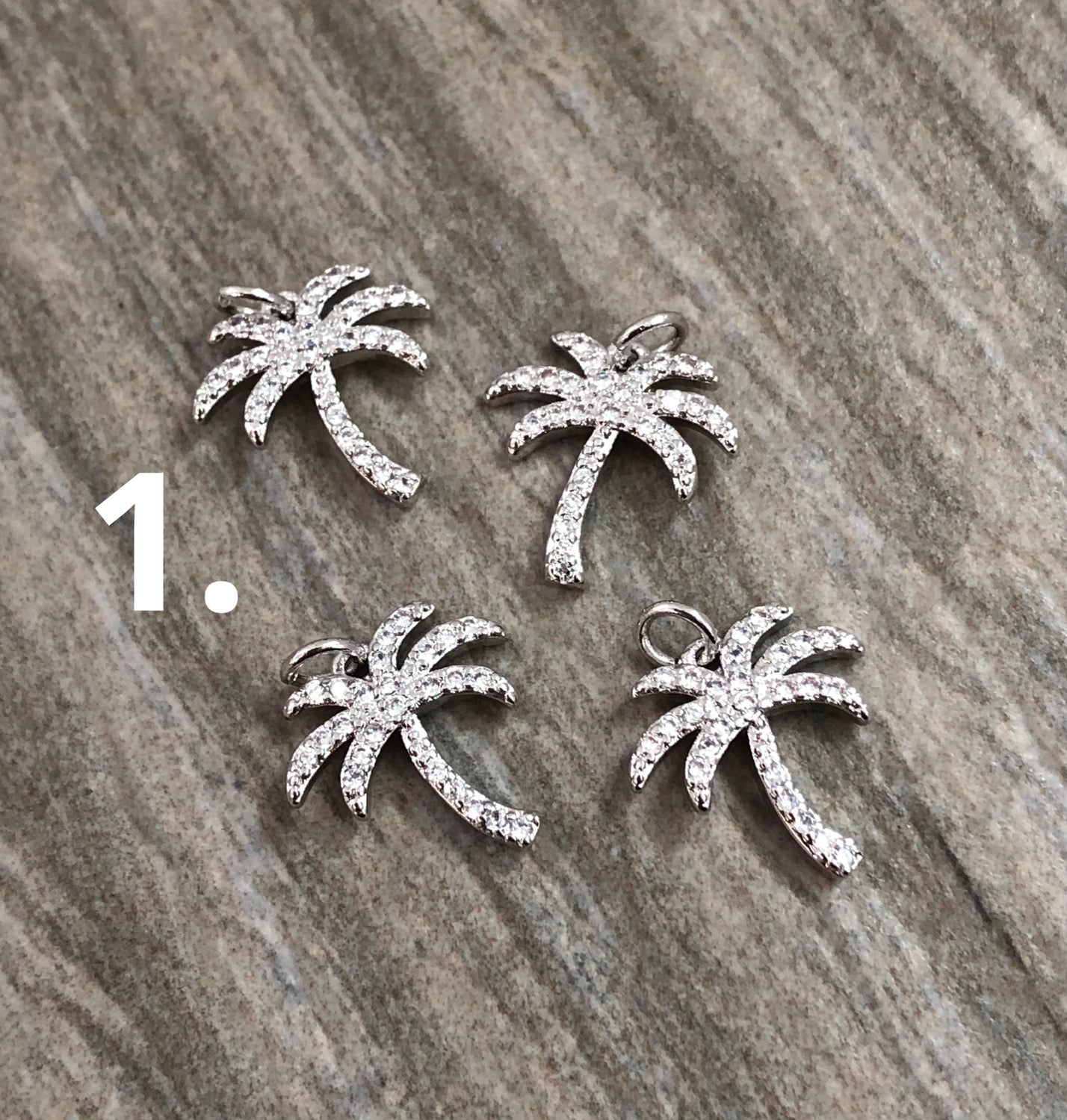 13mm Pave Palm Three qty1 22302 gold 22303 silver