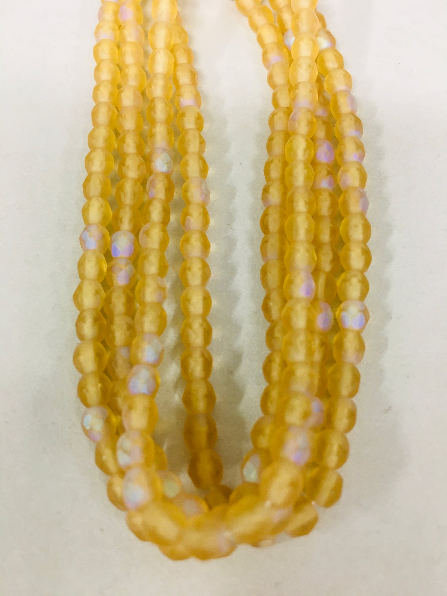 4mm Yellow Round Faceted Czech Strand / Redondo