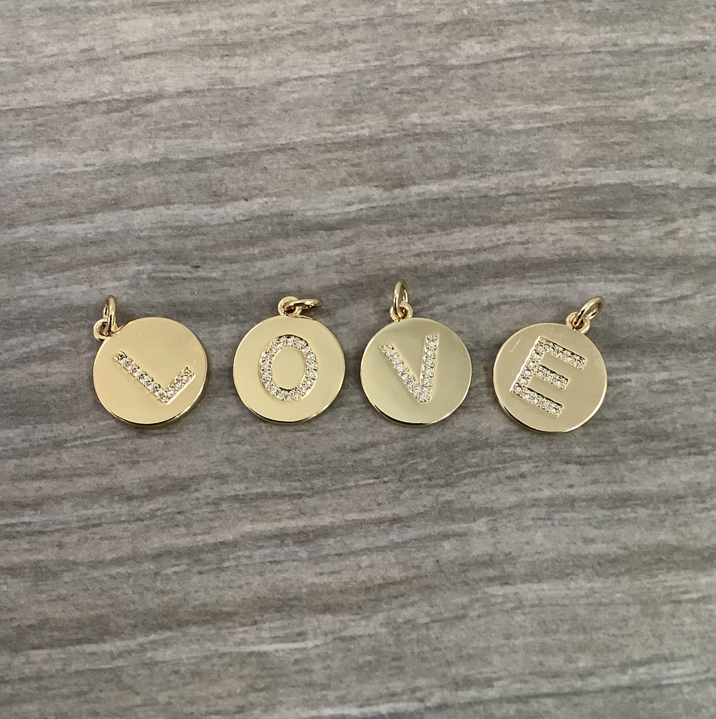 15mm charms With Pave Letters qty1 22322