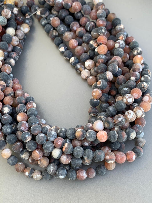 8mm Brown Black Agate Matte Qty 46 beads per strand 21752