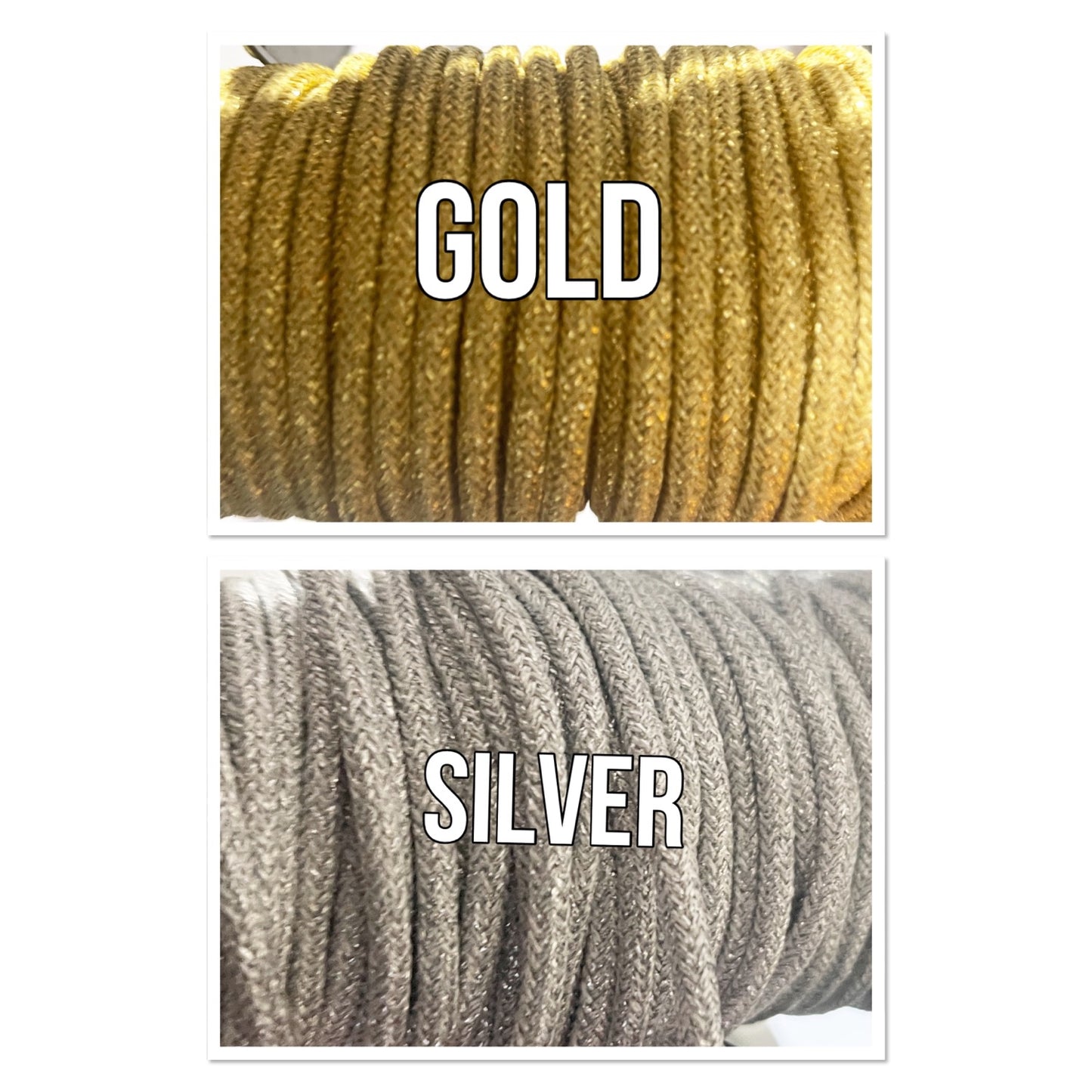 5mm climbing cord/gold or silver per yard