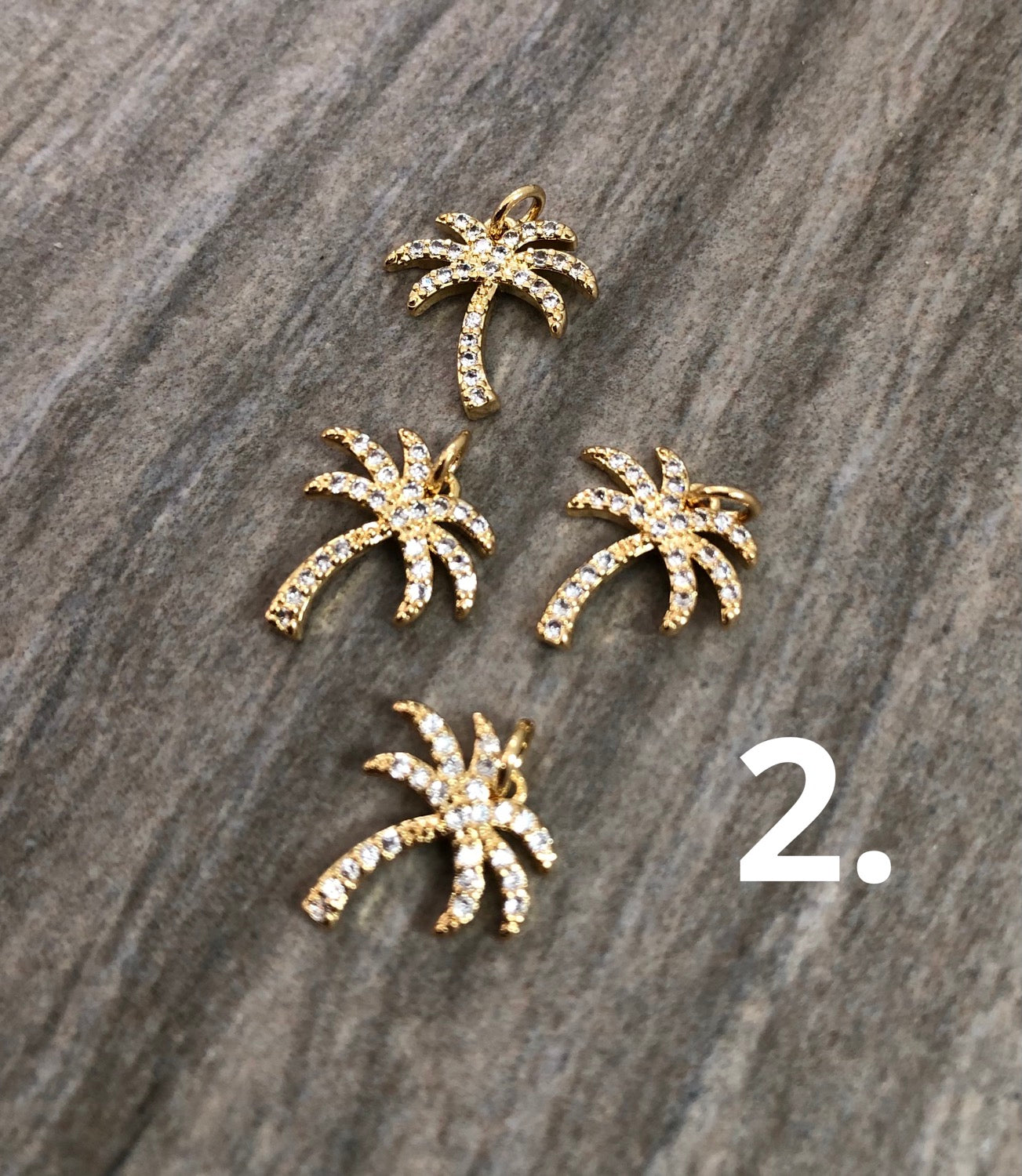 13mm Pave Palm Three qty1 22302 gold 22303 silver