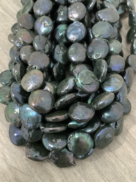 2mm Green Coin Pearl Strand Qty 36 Aprox 6193