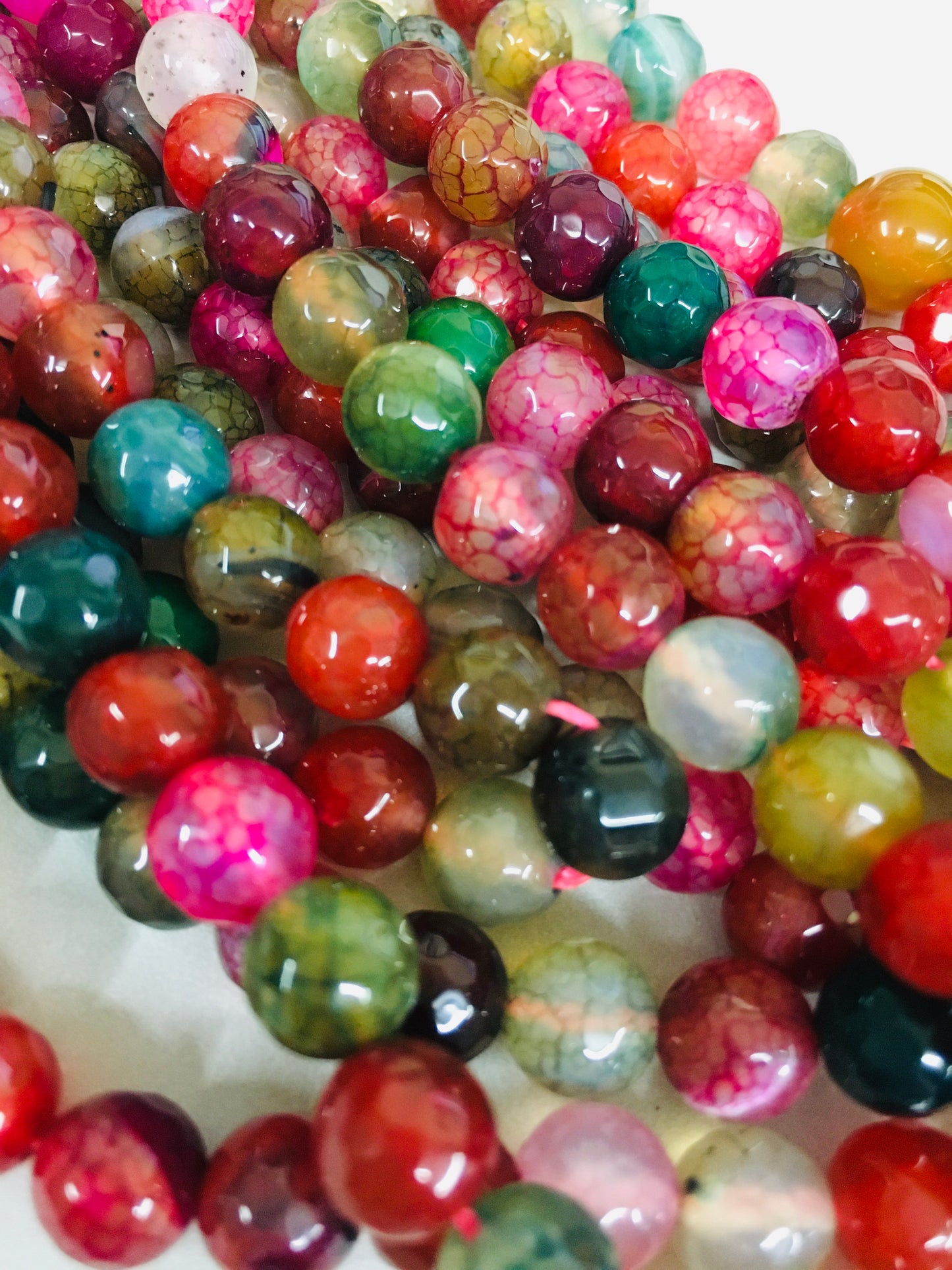 8mm Multicolor Agate Faceted Strand / Agata