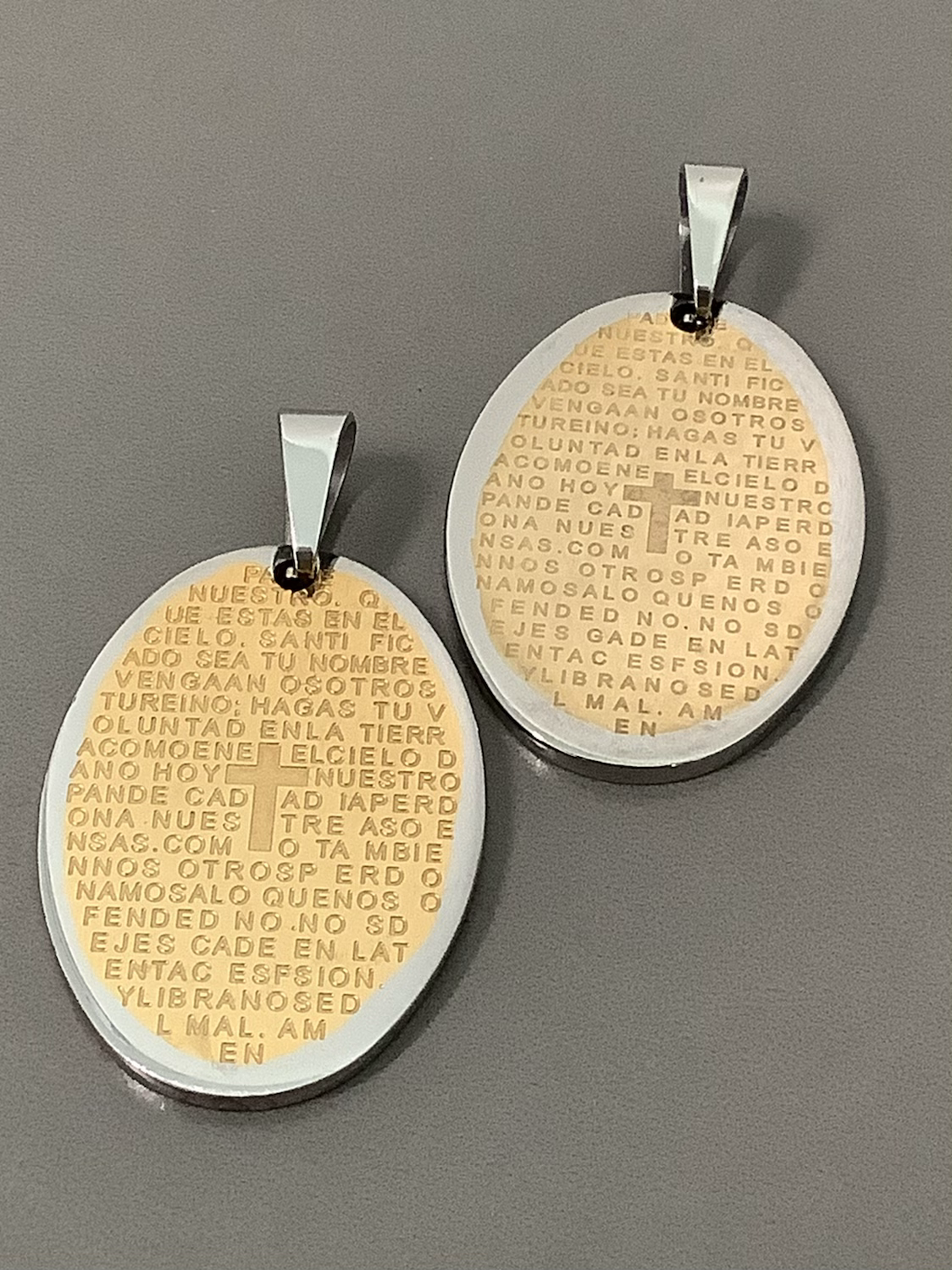 25mm Padre nuestro Oval Pendant Stainless Steel Qty 1 / 9058