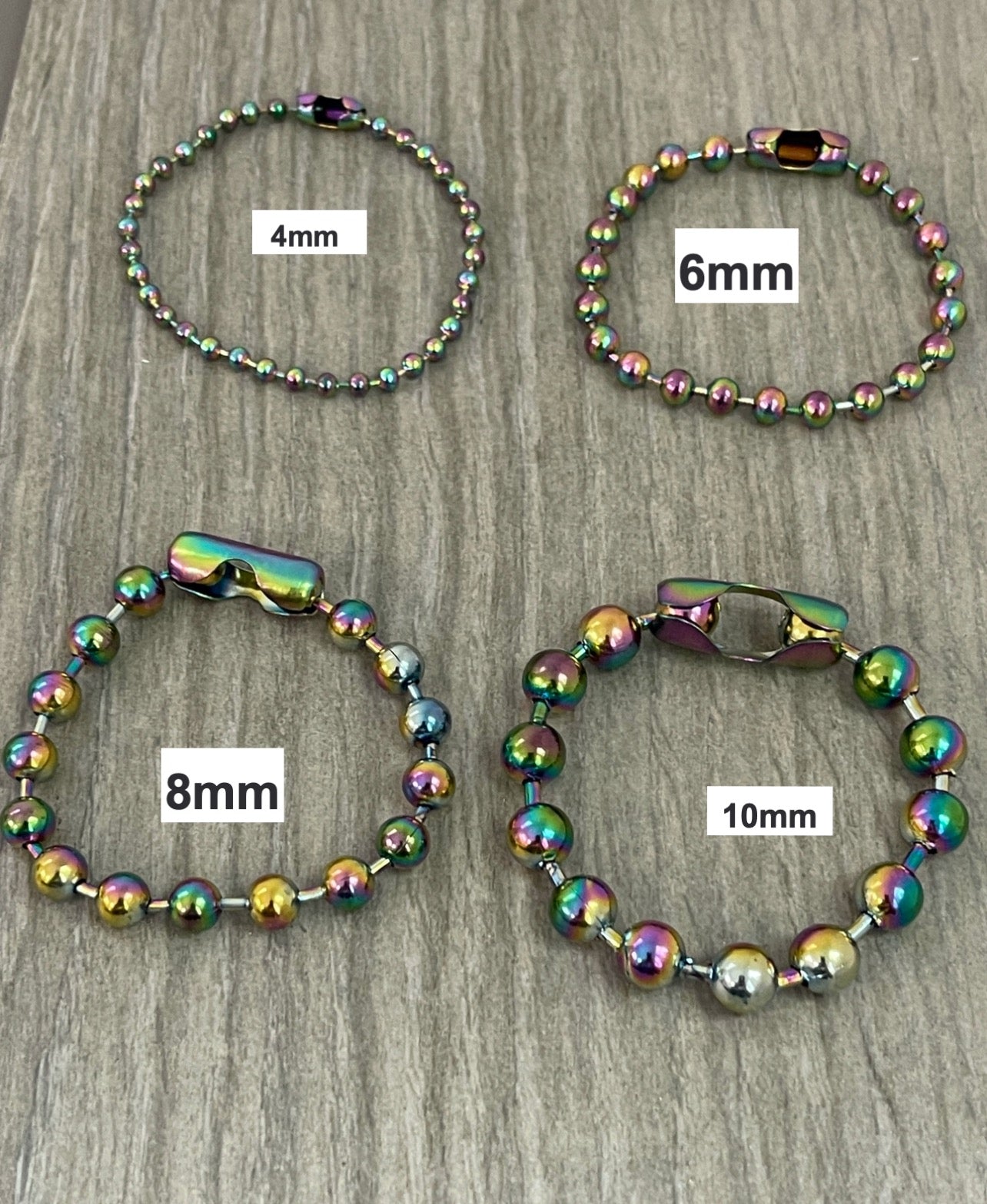 7" pulsera Rainbow Ball Chain Bracelet qty1