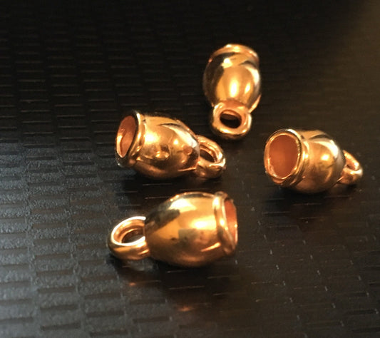 4mm hole  end cap gold qty 4 / 18279