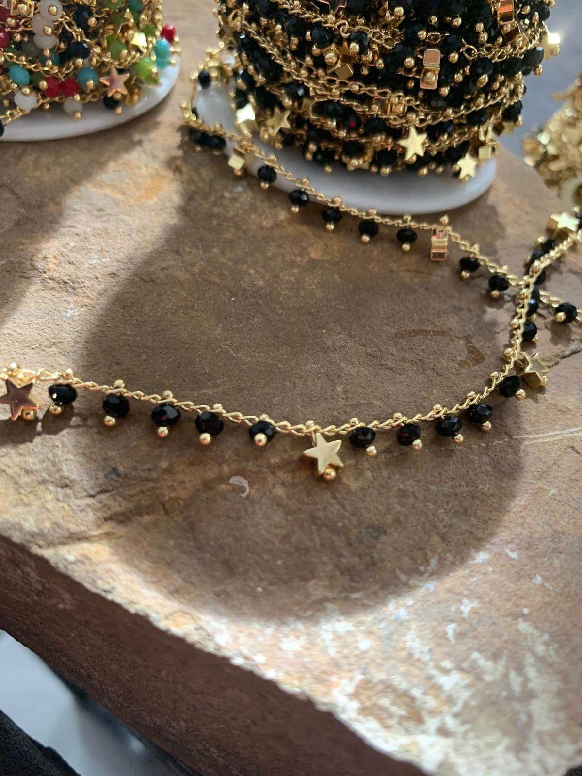 Star / Ball Chain GF Black bead by feet / por pie 21189