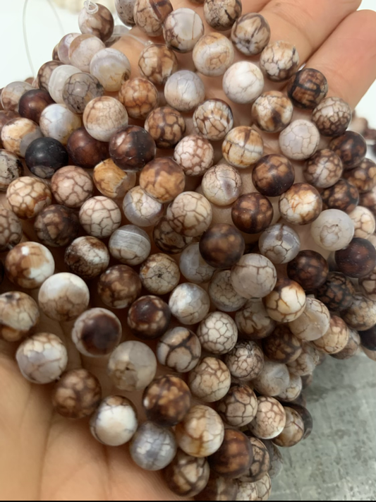 8mm brown Tíbet Matte agate qty 47 beads 21645