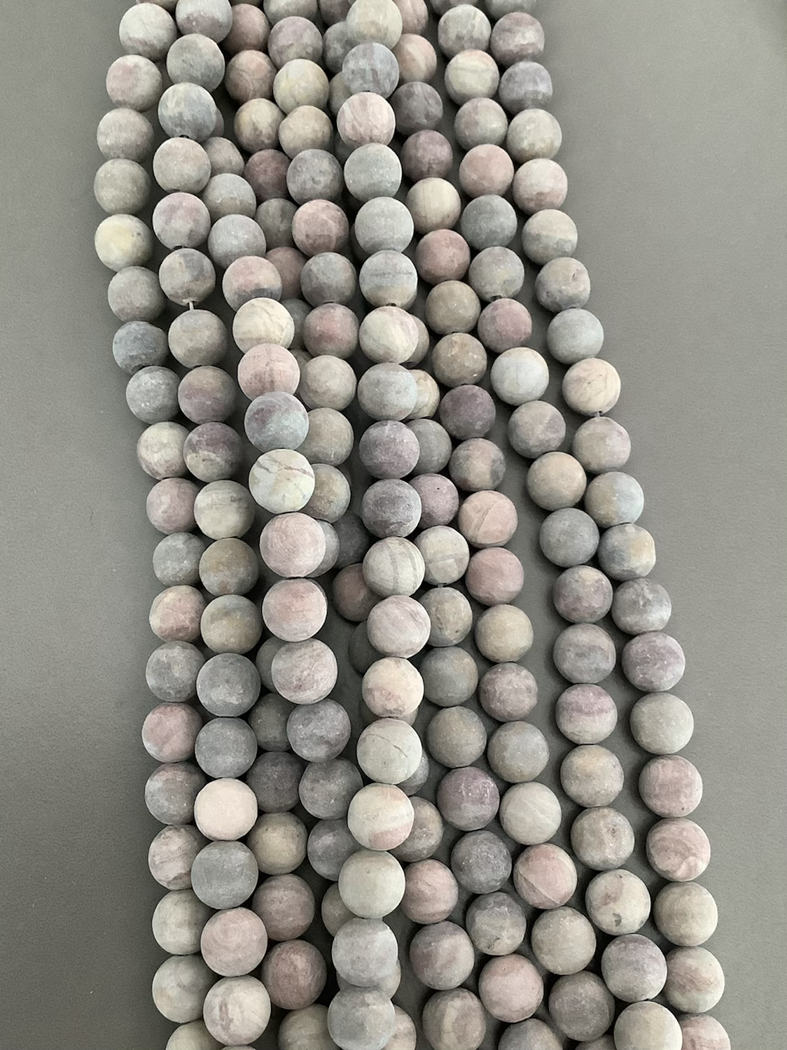 8mm Grey Brown Jasper Matte strand Qty 46 bead per strand 21796