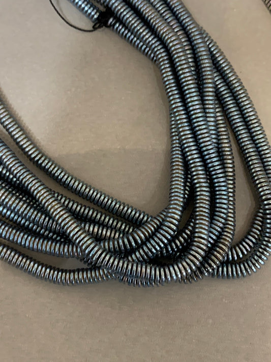5mm hematite rondelle strand- 18 inches- 18 pulgadas