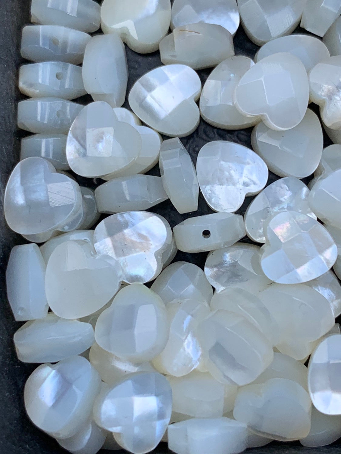 8mm heart mop faceted /madre perla / corazón 15460