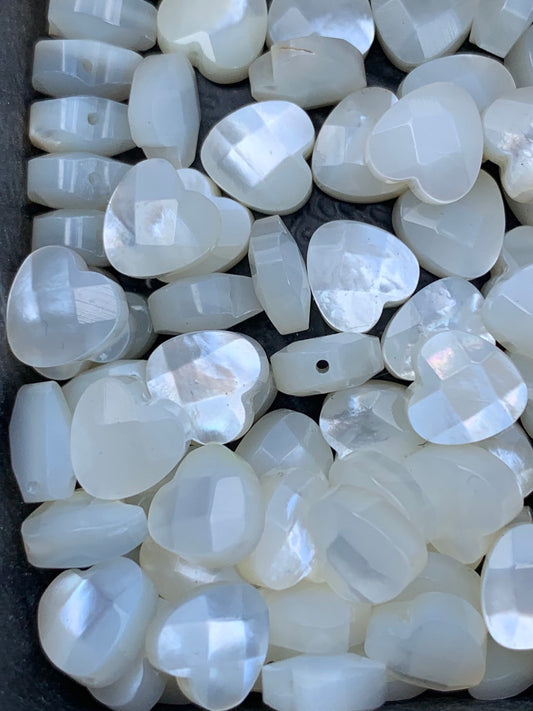 8mm heart mop faceted /madre perla / corazón 15460