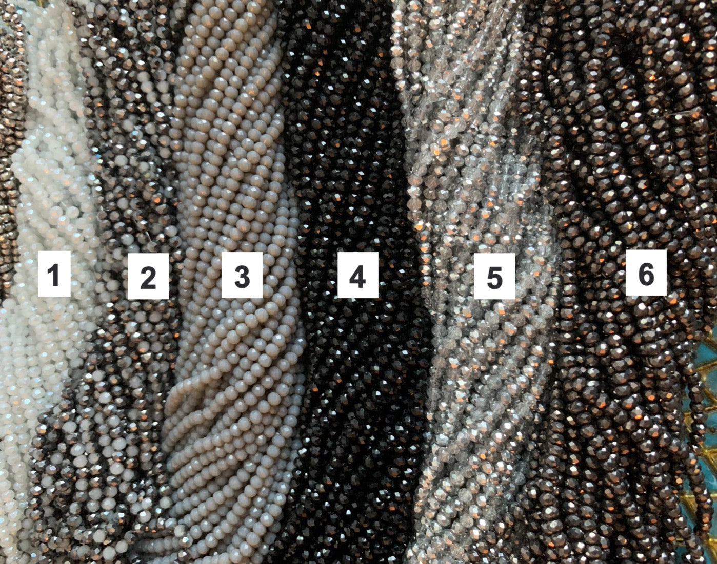 4mm Neutrals Tones Rondelle Crystal / Cristales Neutrales