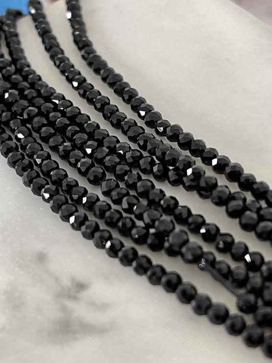3mm Jet Black Earthstone qty1- 21881